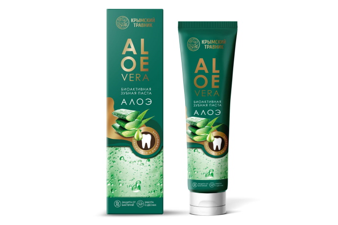 Зубная паста Алоэ, профилактика кариеса и заболеваний десен, Крымский травник, Крымские пасты