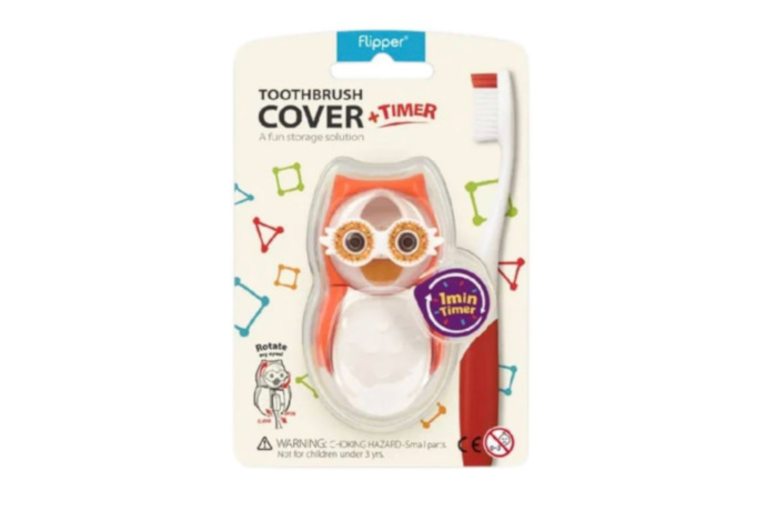 Футляр для для зубной щетки flipper OWL со встроенными песочными часами (1 мин), Miradent