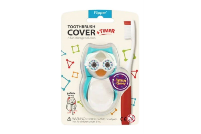 Футляр для для зубной щетки flipper OWL со встроенными песочными часами (1 мин), Miradent