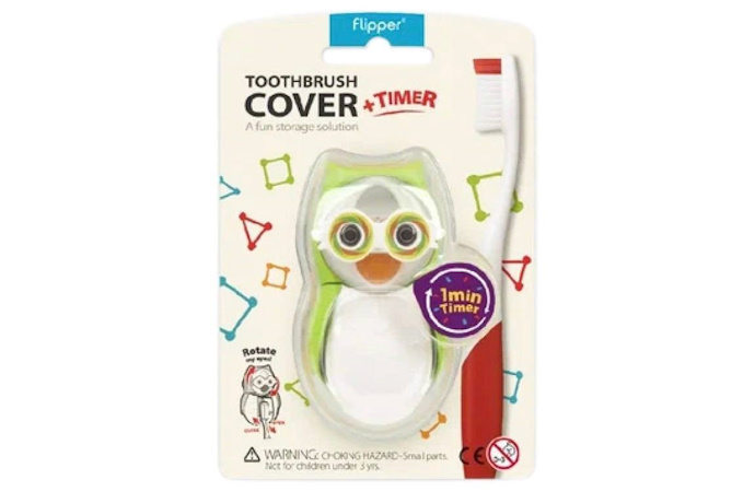 Футляр для для зубной щетки flipper OWL со встроенными песочными часами (1 мин), Miradent